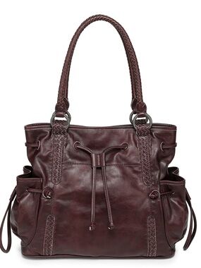 Old Trend Brassia Tote Bag in Burgundy brown genuine leathe